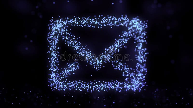 Animation of plexus network from e-mail symbol on colorful background with flowing of plexus particles. E-Mail sign. Seamless loop.