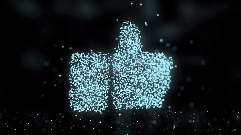 Animation of plexus network from like button symbol on colorful background with flowing of plexus particles. Like button royalty free illustration