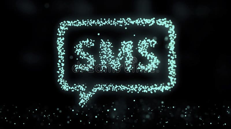 Animation of plexus network from sms symbol on colorful background with flowing of plexus particles. SMS sign. Seamless stock image