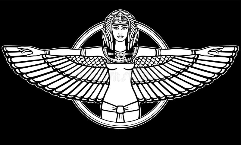 Animation Portrait Of The Ancient Egyptian Winged Goddess