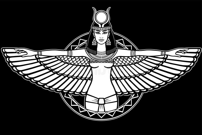 Animation Portrait Of The Ancient Egyptian Winged Goddess