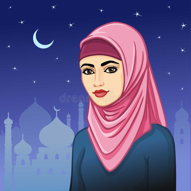  Animation  Portrait Of The Muslim  Woman In A Hijab Stock 