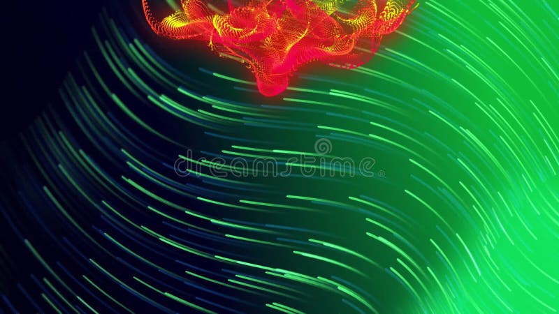 Animation of red spots over lines on green background stock illustration
