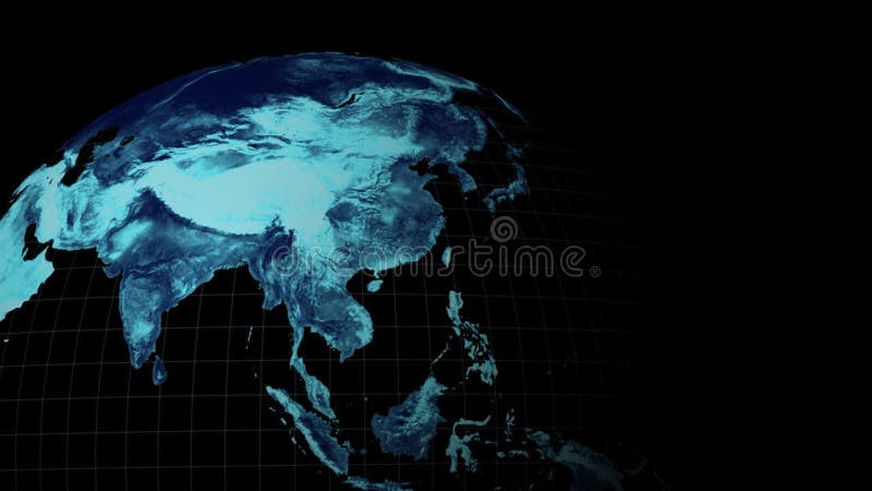 Animation of rotating blue glowing digital globe royalty free illustration