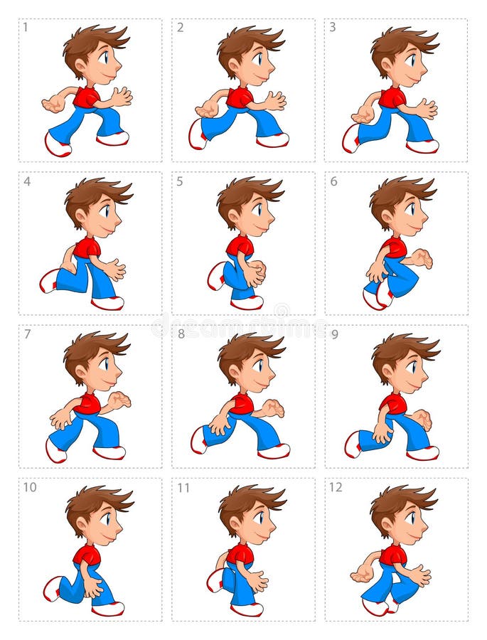 Animation of Running Boy, Twelve Frames Stock Vector - Illustration of walk, smile: 69554758 Animation of Running Boy, Twelve Frames Stock Vector - Illustration of walk, smile: 69554758