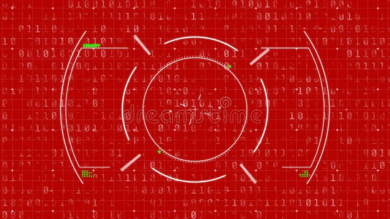 Animation of scope with binary coding data processing on red background. global data processing and computing concept digitally generated video. Binary coding data processing video