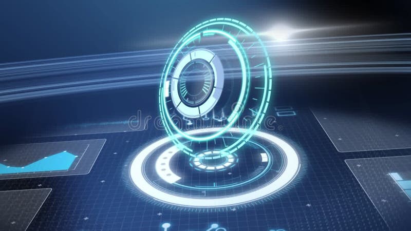 Animation of scope scanning and data processing over gird stock video footage