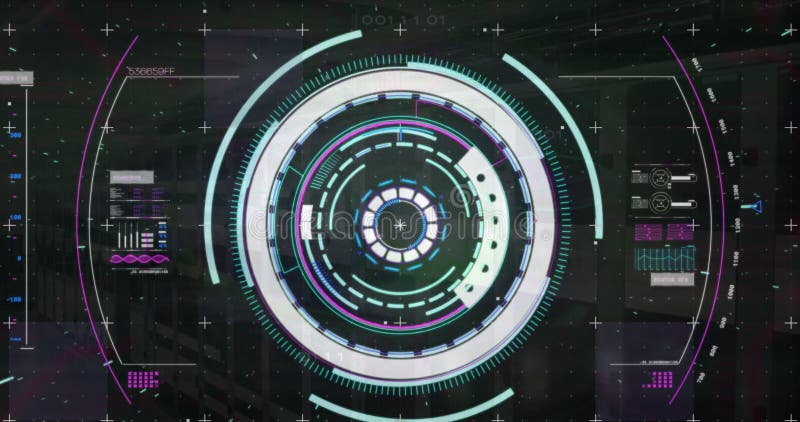 Animation of scope scanning and digital data processing stock video footage