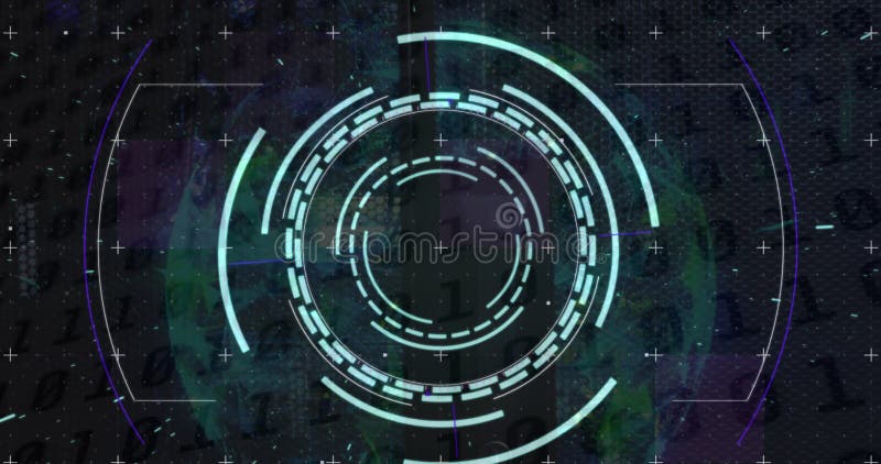 Animation of scope scanning and digital data processing stock video footage