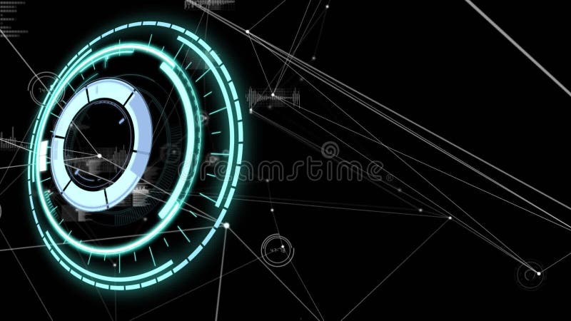 Animation of scope scanning and network of data processing vector illustration
