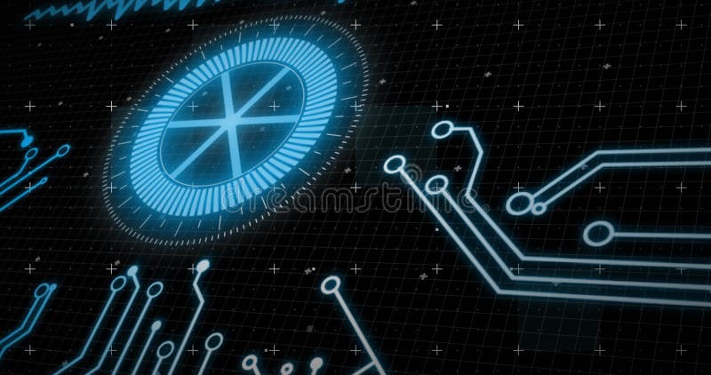 Animation of scope scanning over connections royalty free illustration