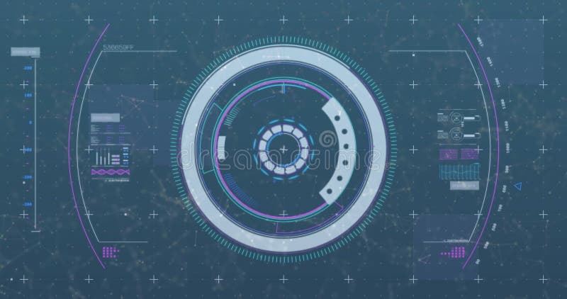 Animation of scope scanning over data processing stock illustration