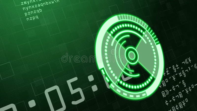 Animation of scope scanning over data processing stock illustration