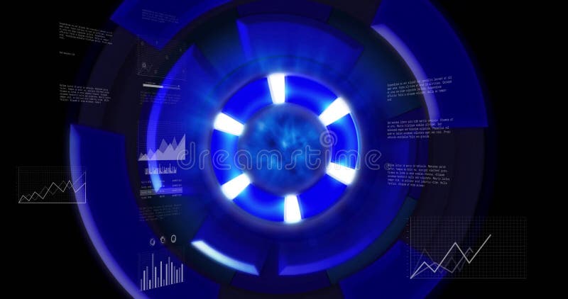 Animation of scope scanning over data processing vector illustration