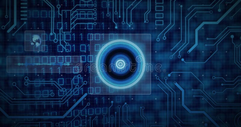 Animation of scope scanning over data processing stock illustration