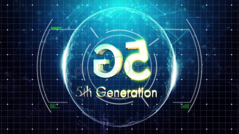 Animation of scope scanning over 5g text vector illustration