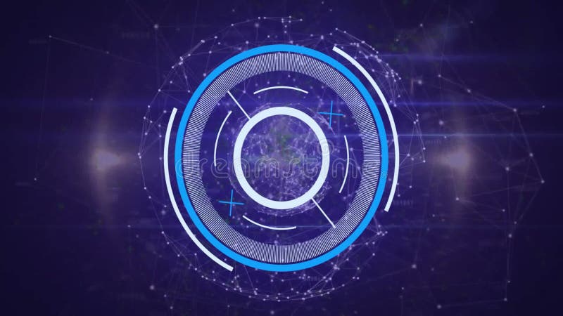 Animation of scope scanning over globe with connections stock illustration