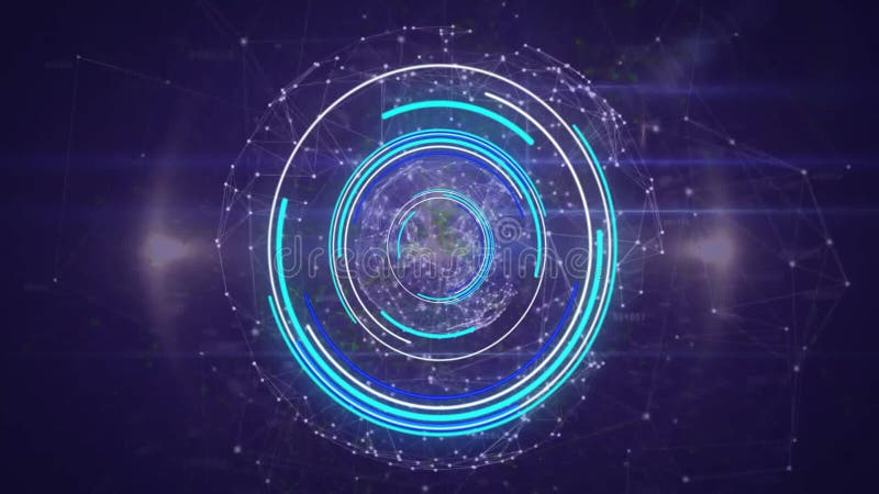 Animation of scope scanning over globe with connections stock illustration