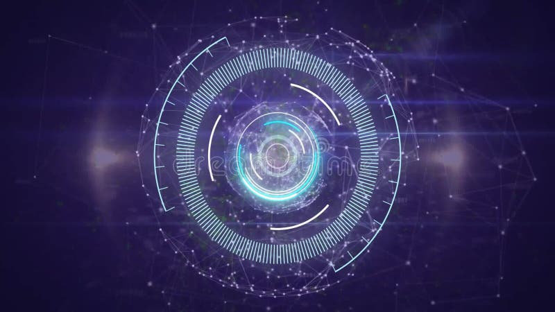 Animation of scope scanning over globe with connections stock illustration