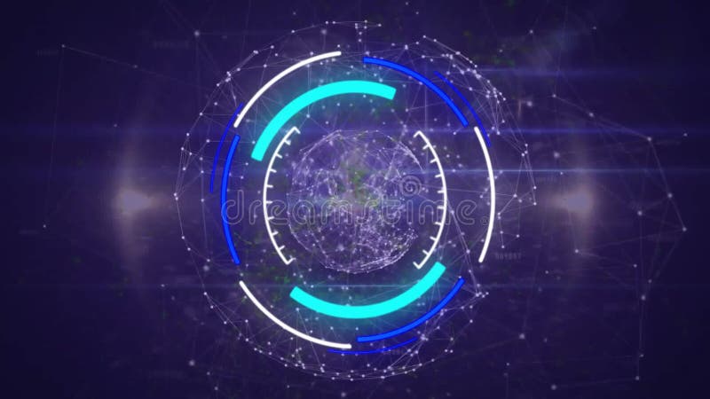 Animation of scope scanning over globe with connections royalty free illustration