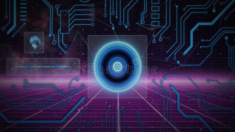 Animation of scope scanning over network of connections stock illustration