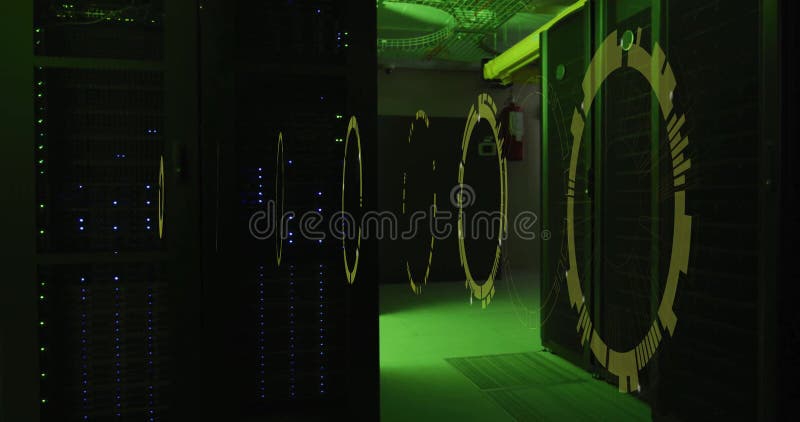 Animation of scope scanning over server room stock video