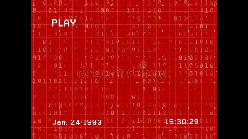 Animation of screen with play interface and binary coding data processing on red background. global data processing and computing concept digitally generated video. Binary data processing animation video