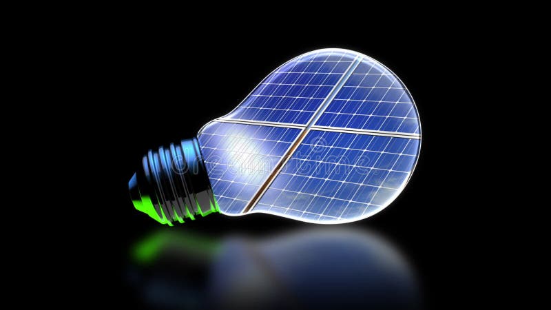 Solar panels inside light bulb royalty free illustration