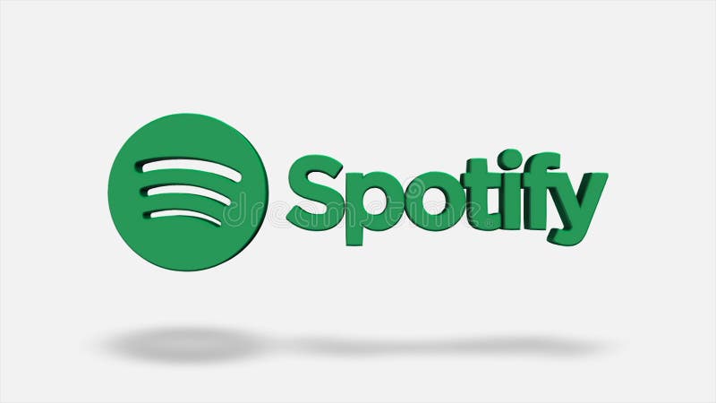 Animation with Spotify service logo. Animation. Inscription with Spotify sign appears on white isolated background