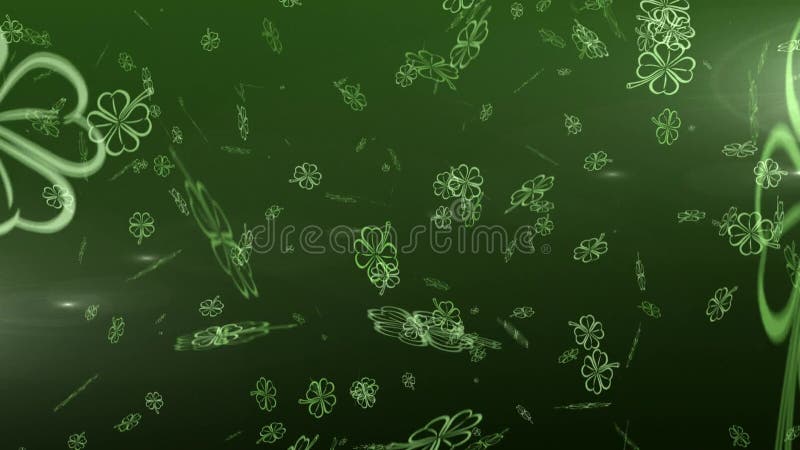 Animation multiple floating green shamrocks vector illustration