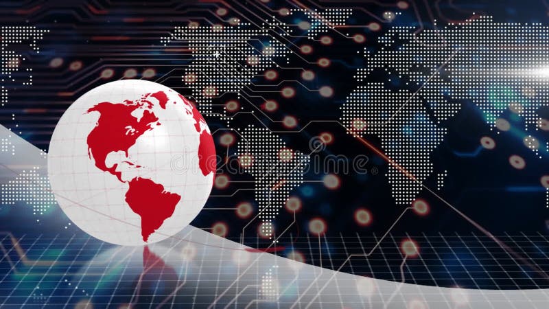 At animation start, 3D globe spinning slowly while nodes pulsing to show global connections stock video footage