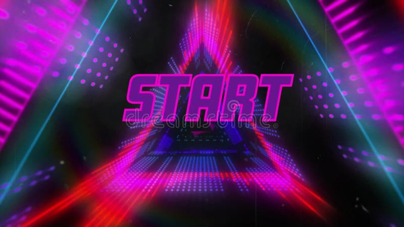 Animation of start text over digital tunnel stock footage