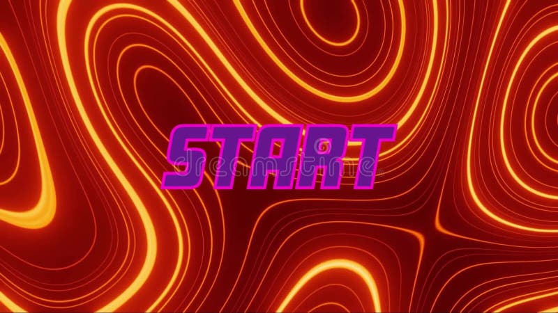 Animation of start text over moving neon shapes stock video footage