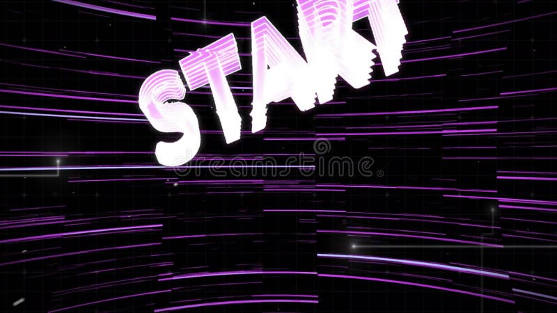 Animation of start text over neon pattern background stock video