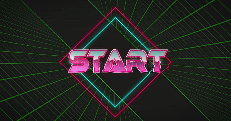 Animation of start text over two green grids royalty free illustration