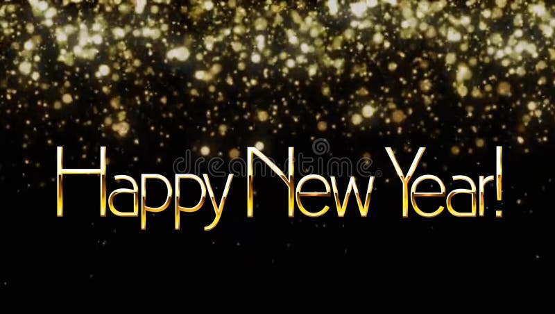 Animation Text HAPPY NEW YEAR with red sparkle on black background.