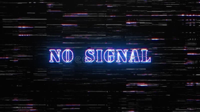 Animation text of No Signal glitch blue neon text stock illustration