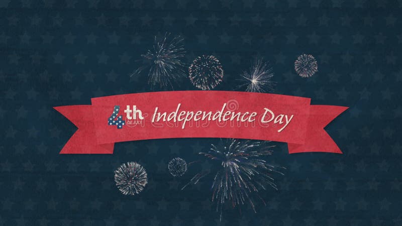 Animation of text 4th of July Independence Day written over blue background with white stars