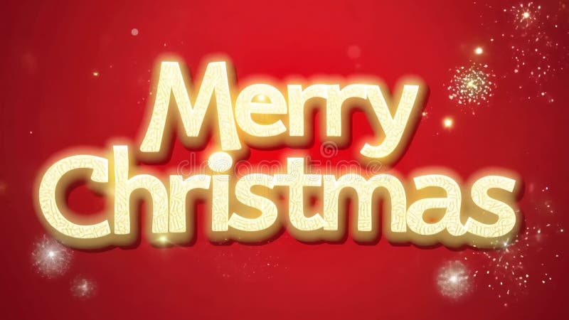 Animation texte doré joyeux noël sur fond rouge célébrant les salutations et les effets scintillants illustration de vecteur