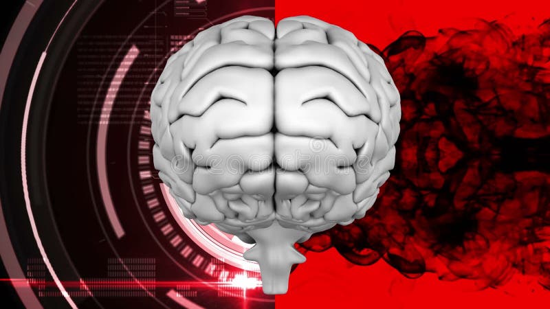 Animation of the top of brain against a radiance and ink effect vector illustration