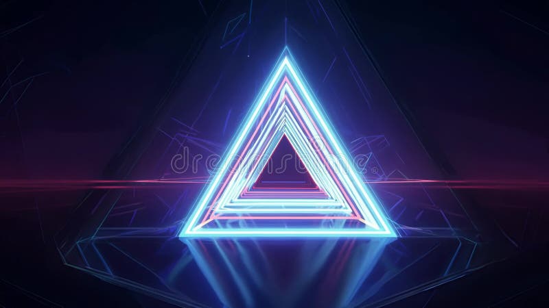 Animation triangle néon brillant avec réflexions et effets d'éclairage dynamique illustration libre de droits