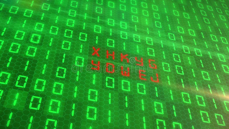 Animation vidéo de déplacer le blockchain de code binaire vert illustration stock