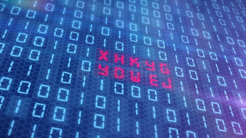 Animation visuelle de d? placer le code binaire - blockchain - bleu illustration stock