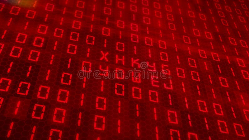 Animation visuelle de déplacer le code binaire - blockchain - rouge illustration libre de droits