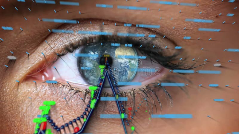 Animation von Graphen über blauem Auge einer Kaukasierin stock video footage