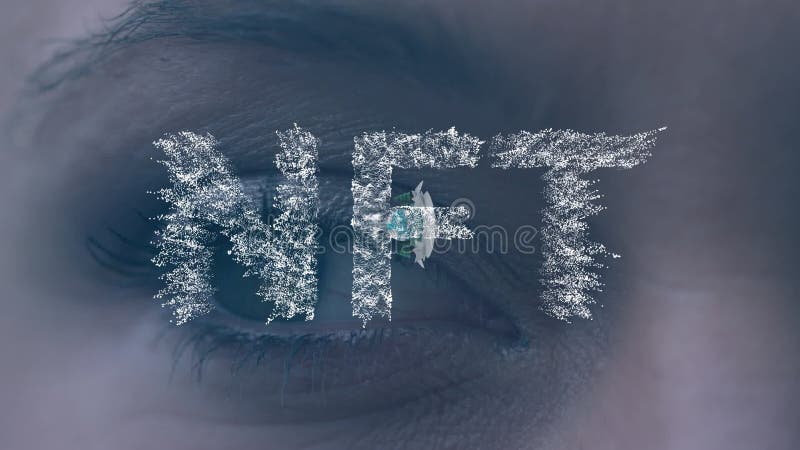 Animation von Nft über Datenverarbeitungsglobe und Augen einer Kaukasierin stock video