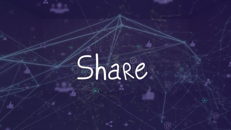 Animation von Share Text über das Netzwerk von Verbindungen auf schwarzem Hintergrund vektor abbildung