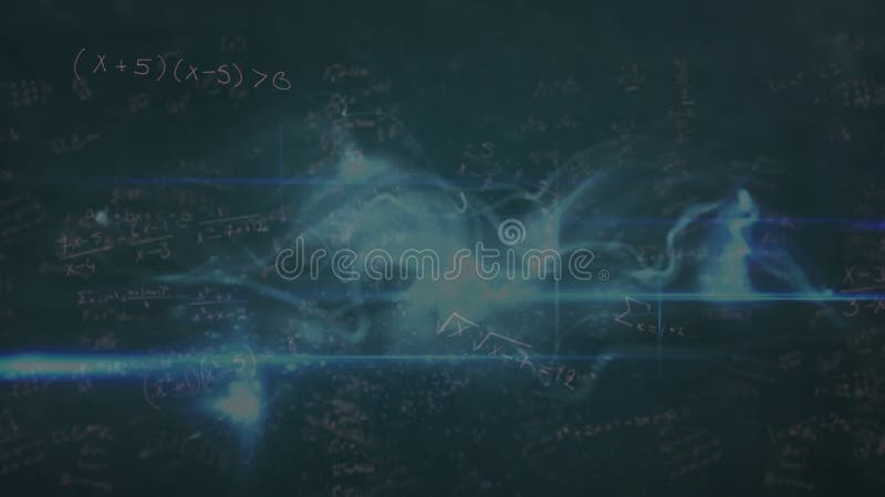 Animation of waves and math formulas on navy background royalty free illustration