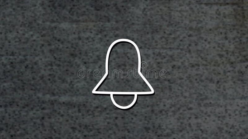 Animation of white neon bell symbol, on grey background stock illustration