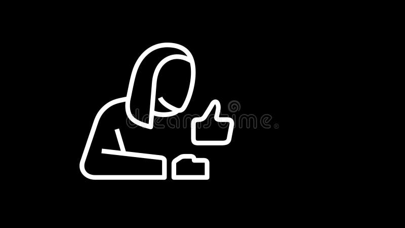 Animation of woman and a subscribe button with like and bell notification with alpha channel stock illustration